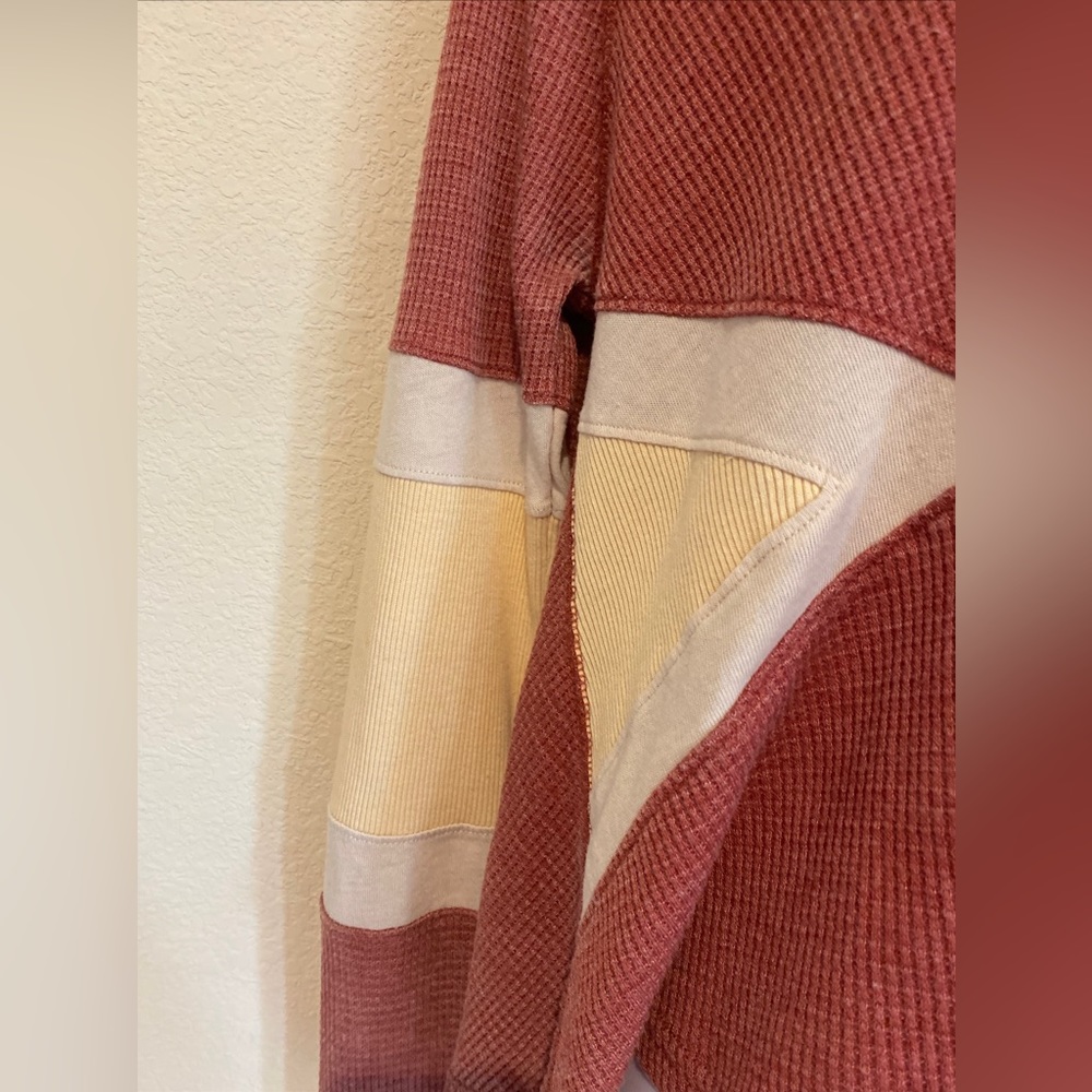 We The Free By Free People Ribbed Thermo Oversized Henley Blouse TP + XS - Picture 2 of 11